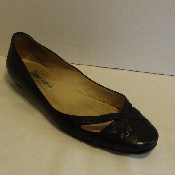 Jimmy Choo Woman Size 37 Black Tan Slide On Flat Shoes - Picture 6 of 13